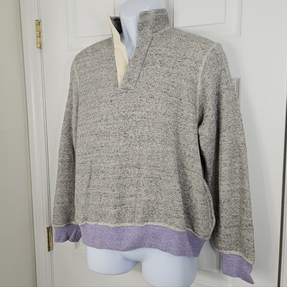 Blue & Cream Japanese fabric pop collar top size M mens